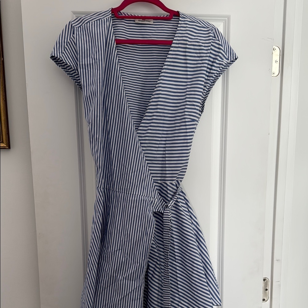 Vineyard Vines Blue Striped Wrap Dress